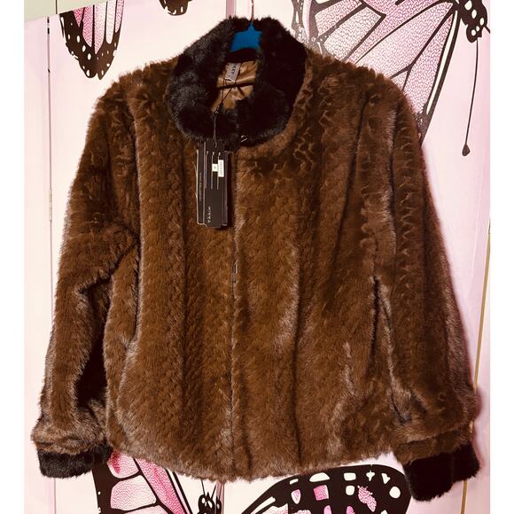 Brown & Black 3/4 Length Faux Fur, NWT - Picture 16 of 17